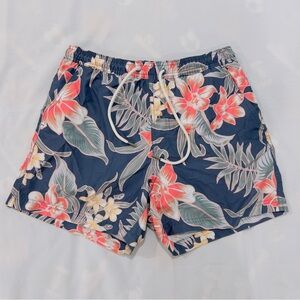 American Eagle Outfitters Hawaiian Tropical Swim Trunks - Navy Coral Men’s Small
